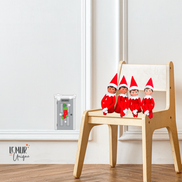 Autocollant mural - Porte d'entrée pour les LUTINS, repositionnable et réutilisable chaque année pour faire revenir la magie de Noël! – Image 7