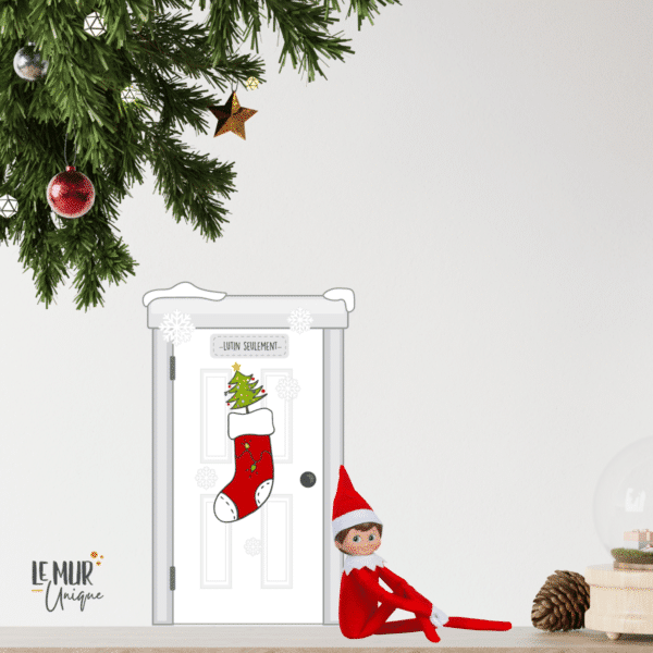 Autocollant mural - Porte d'entrée pour les LUTINS, repositionnable et réutilisable chaque année pour faire revenir la magie de Noël! – Image 6