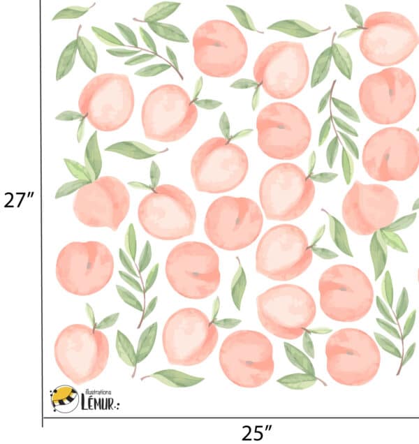 Autocollants muraux DOUCEUR PÊCHE, de petites pêches et feuilles aux couleurs aquarelles – Image 3