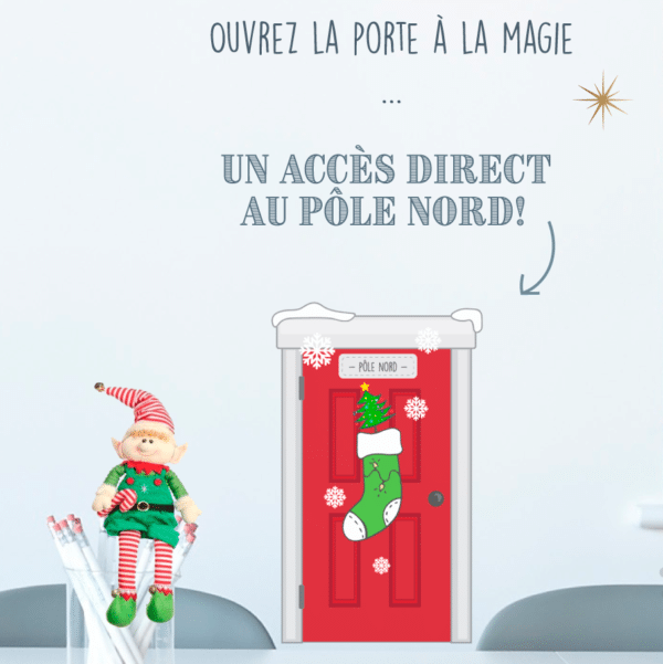 Autocollant mural - Porte d'entrée pour les LUTINS, repositionnable et réutilisable chaque année pour faire revenir la magie de Noël! – Image 8