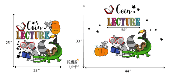 Décalque COIN LECTURE avec raton à lunette et autres animaux – Image 2