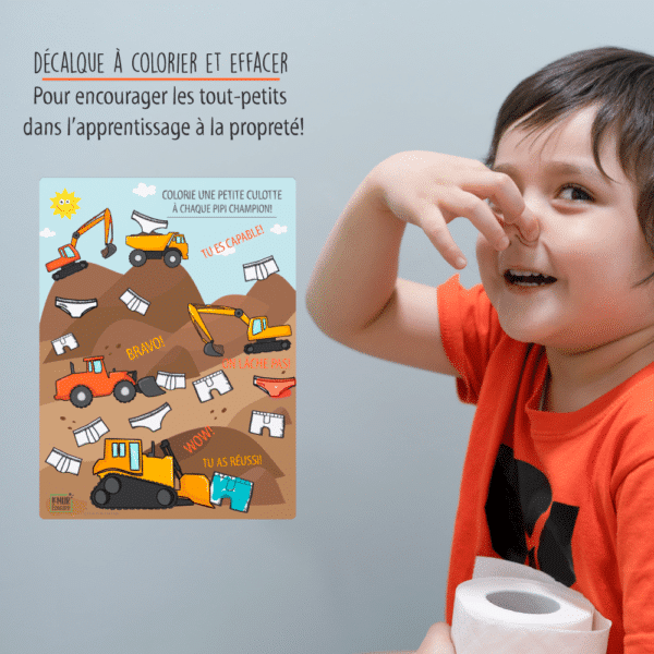 Affiche d'apprentissage à la propreté à colorier thème Pipi Champion, un crayon de feutre de couleur et une surprise – Image 2