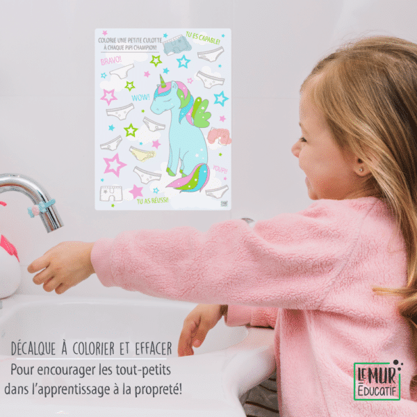 Affiche d'apprentissage à la propreté à colorier thème Pipi Champion, un crayon de feutre de couleur et une surprise – Image 3