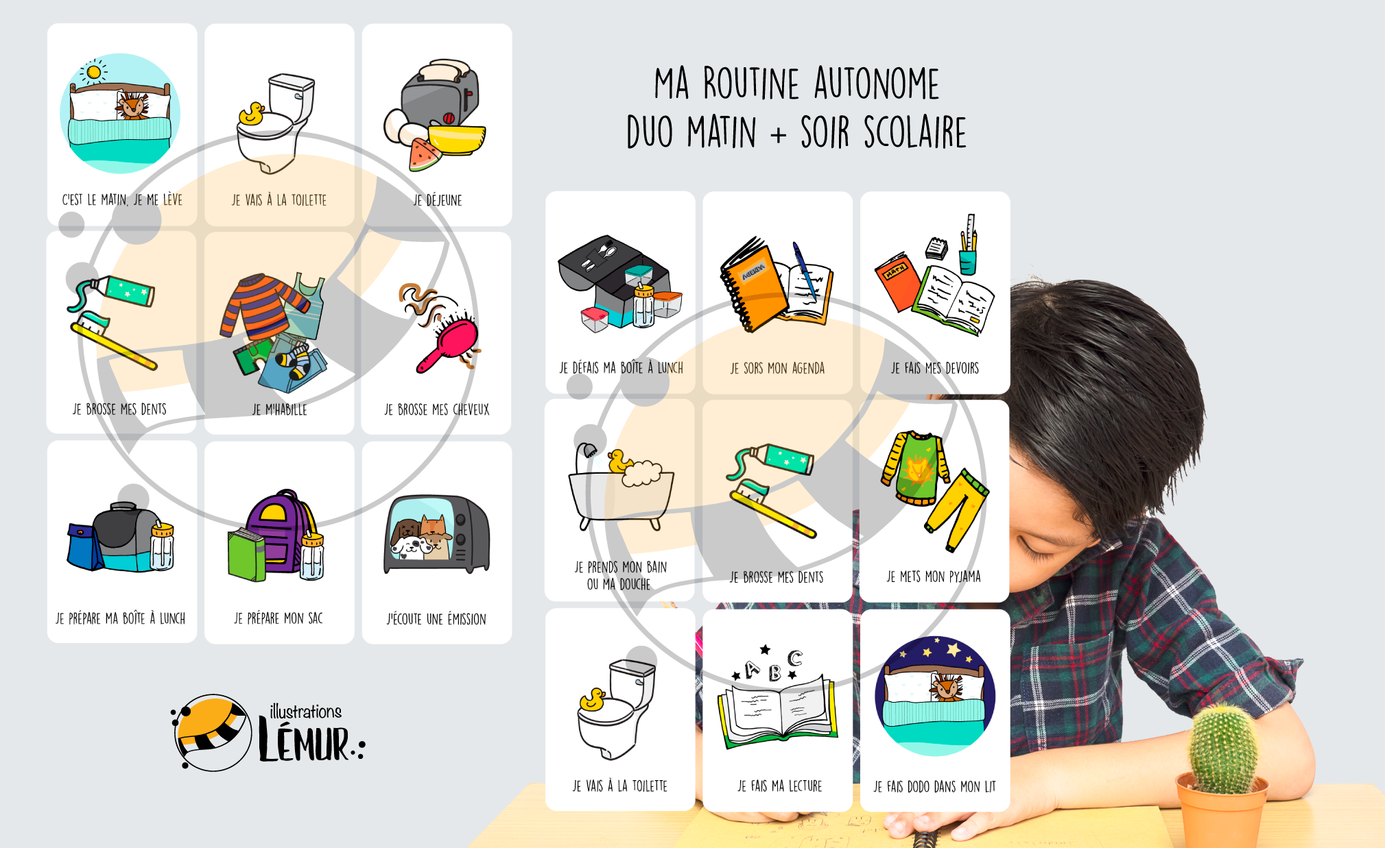 Ma Routine Autonome AUTOCOLLANTS MURAUX REPOSITIONNABLES format plus grand – Image 2