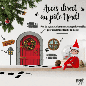 Porte pour les lutins seulement avec joyeux accessoires autocollants repositionnables et réutilisables