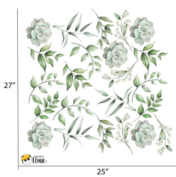 Jolies succulentes et feuillages de style aquarelle – Image 3
