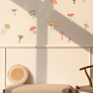 Autocollants muraux en forme de champignons colorés